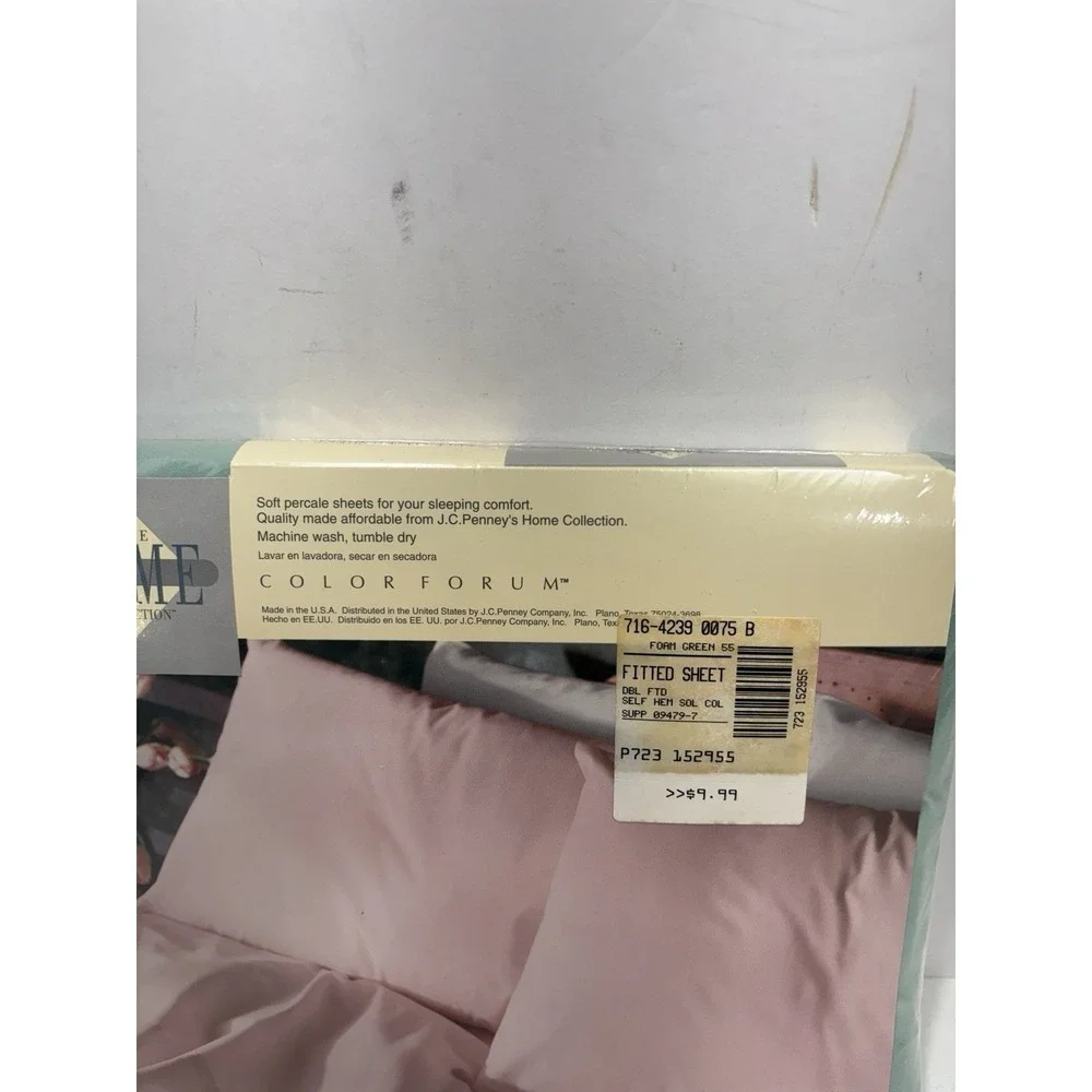 Vintage JC Penney The Home Collection Full Fitted Sheet Sea Foam Green 180 TC‎